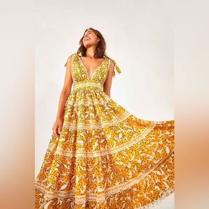 FARM RIO | White Spotted Bananas Maxi Dress